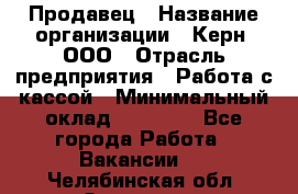 Продавец › Название организации ­ Керн, ООО › Отрасль предприятия ­ Работа с кассой › Минимальный оклад ­ 14 000 - Все города Работа » Вакансии   . Челябинская обл.,Златоуст г.